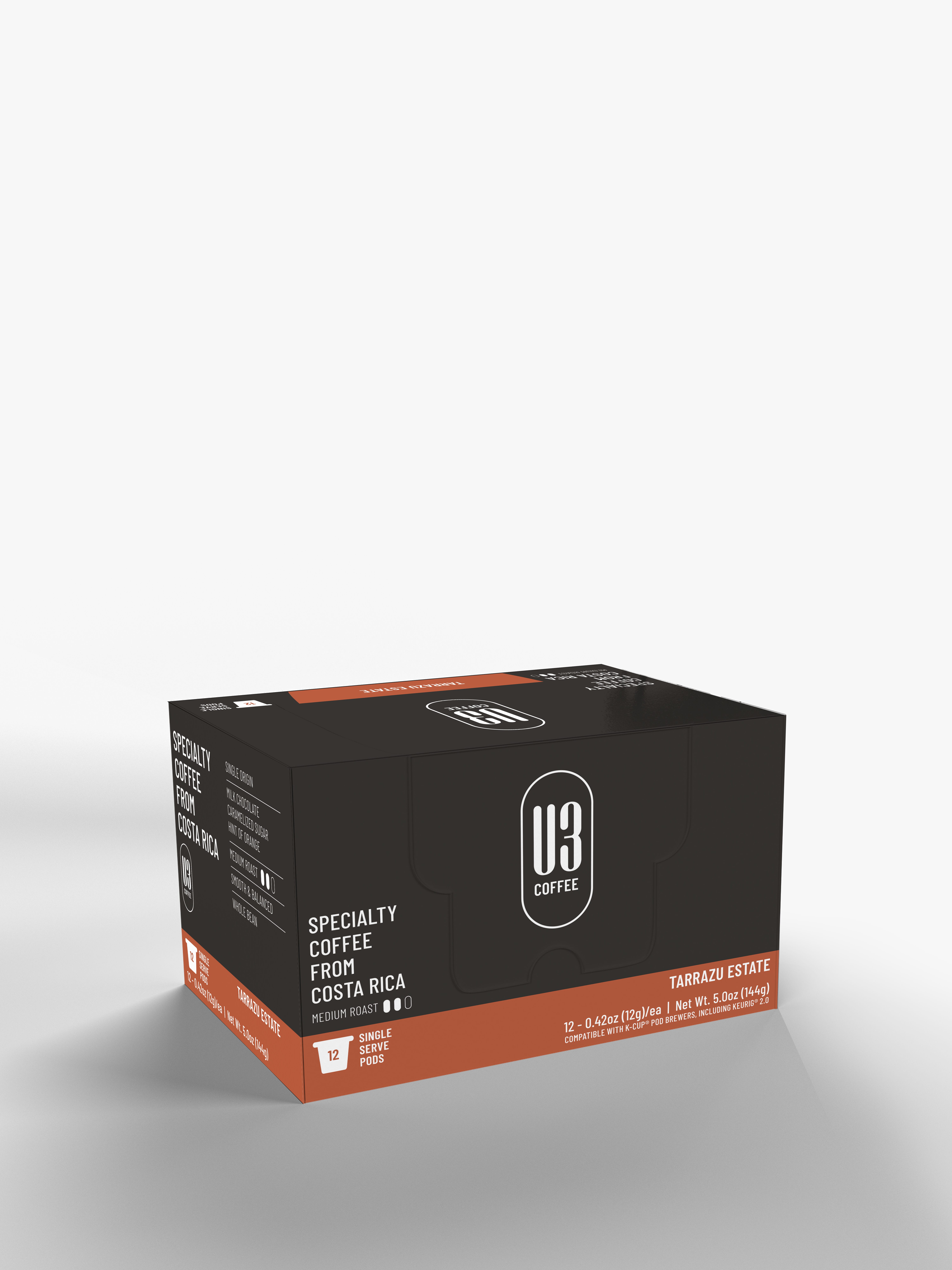 12 Single Serve Fully Recyclable Pods of Tarrazu Estate single-origin Costa Rican medium roast coffee from U3 Coffee.